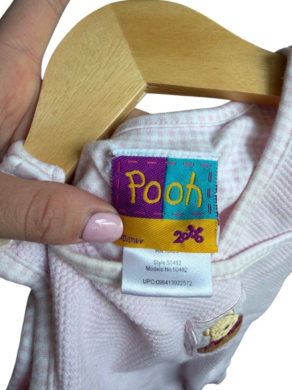 Vintage Y2K Disney Winnie The Pooh Gingham Seersucker Baby Overall Sz 3/6m RARE - Picture 5 of 7